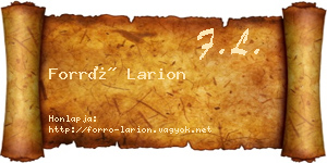 Forró Larion névjegykártya